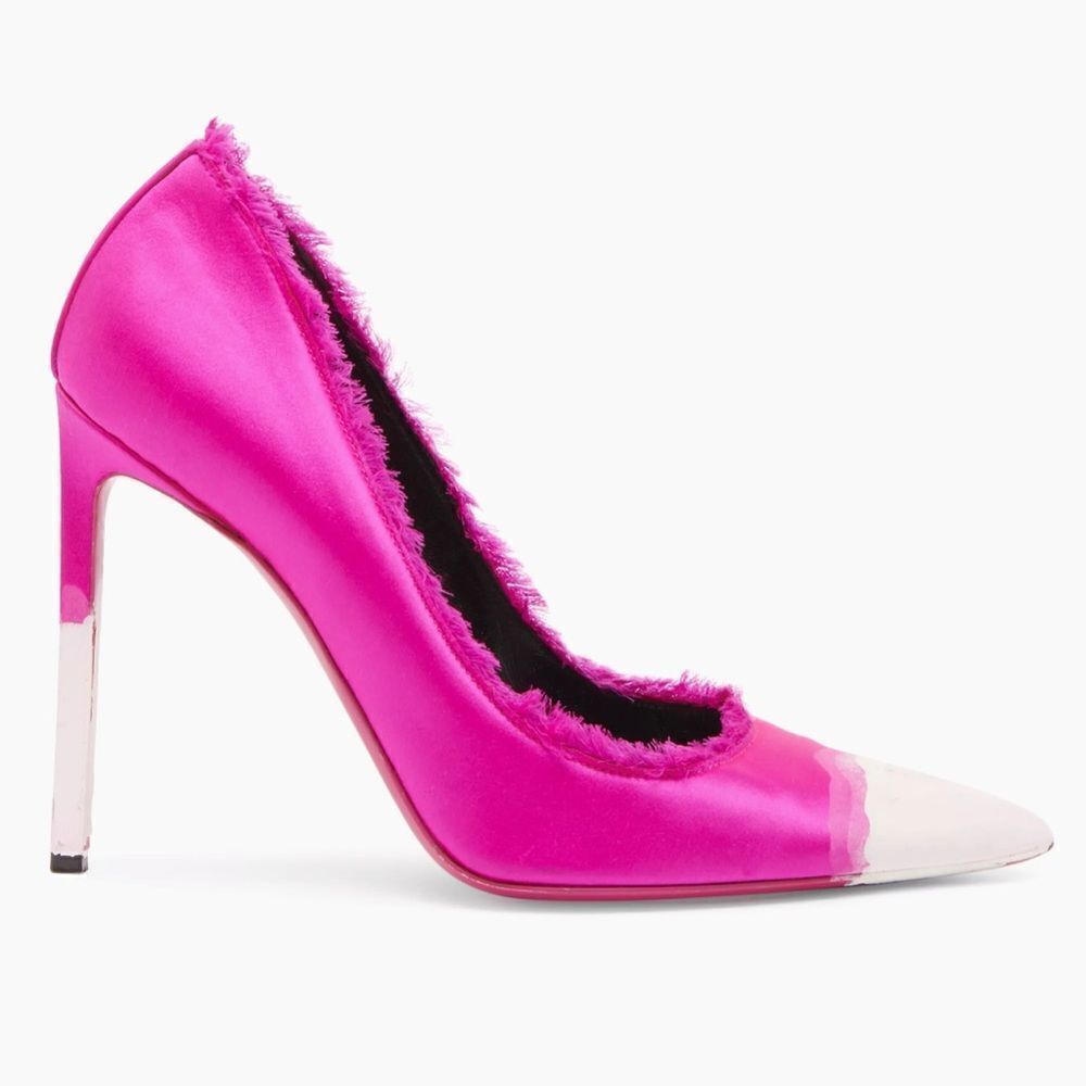 Tom Ford Frayed Dégradé Satin Pumps Pink size 38